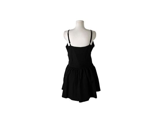 Omk Pintuck V-Neck Flare Sleeveless One Piece