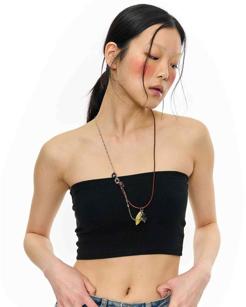  Stone Combi Necklace - Anchor _ BROWN