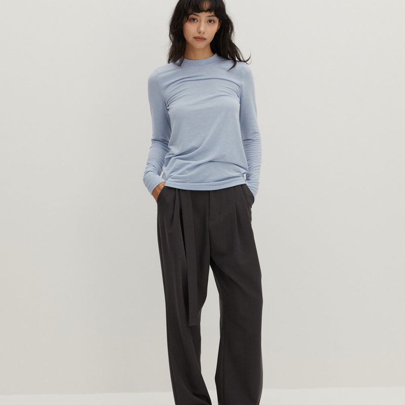 Wool Like Basic T-Shirts Sky Blue