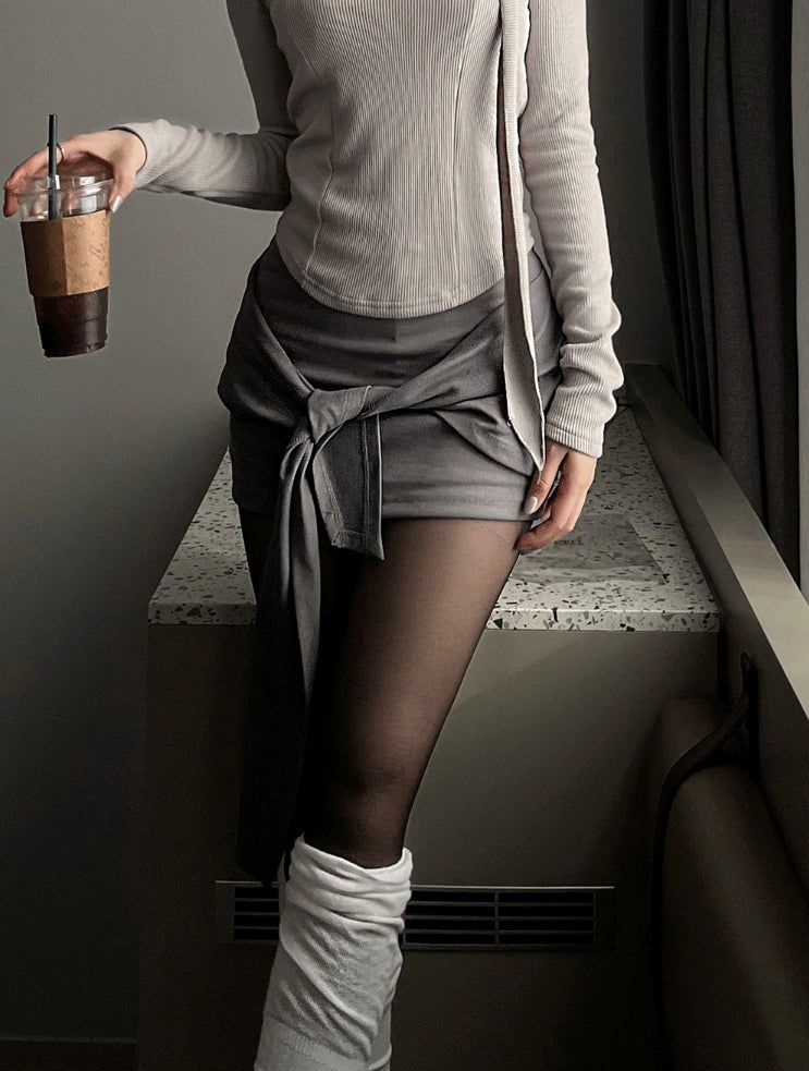Drape wrap skirt pants