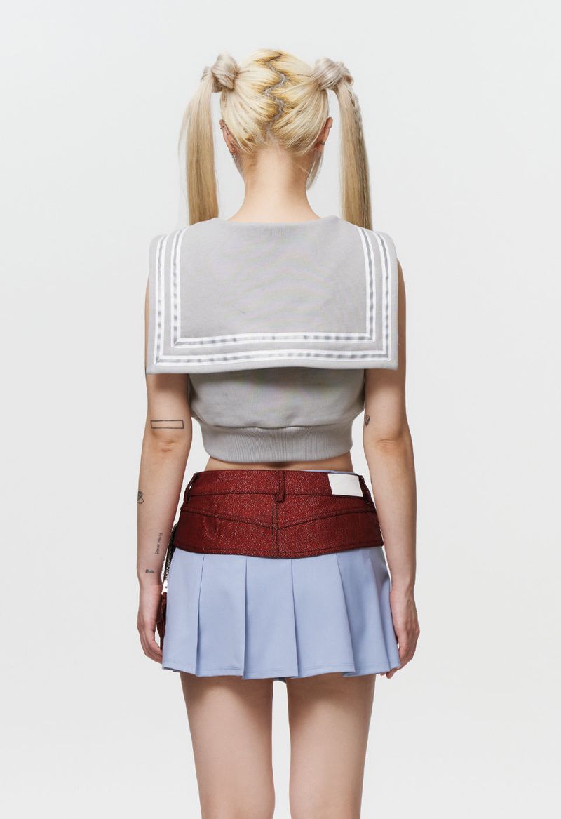 RIBBON SAILOR VEST (GRAY)
