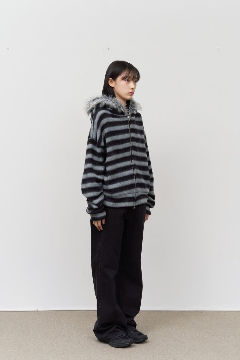 Fury Fur Striped Zip Hoodie