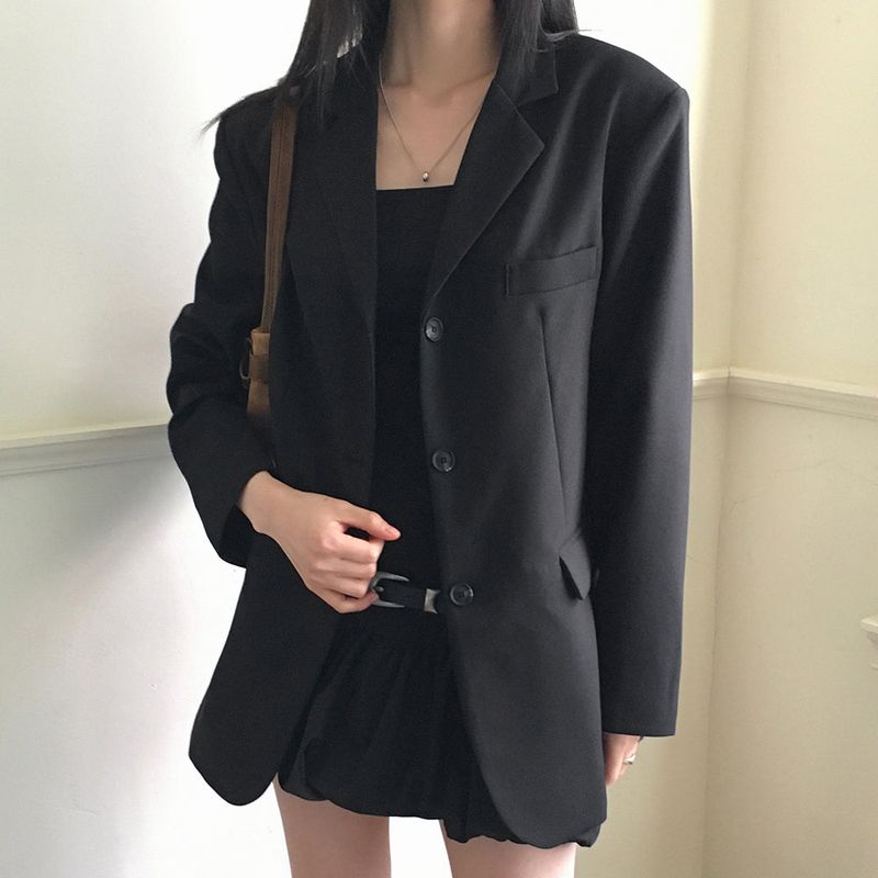 Tebi Basic Boxy Overfit Minimal Blazer Jacket
