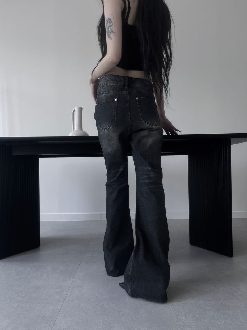 washed slub bootcut denim (2color)
