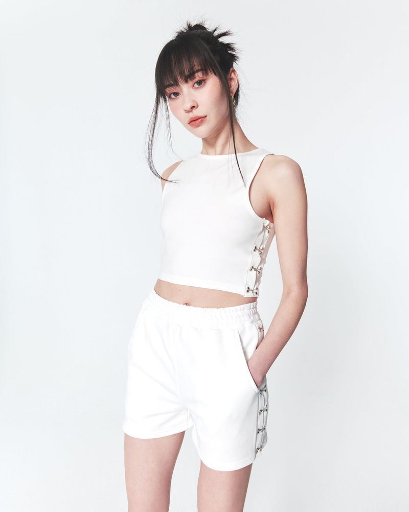 Hook N Eye Tank Top White