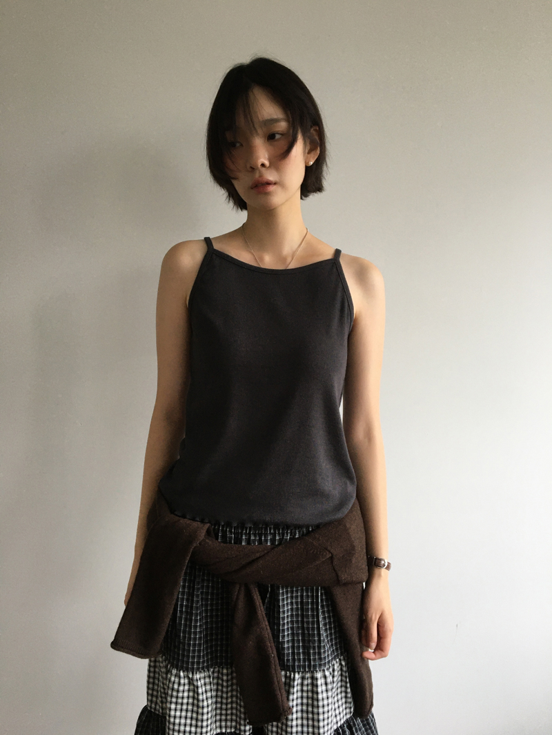 Fold check skirt (3color)