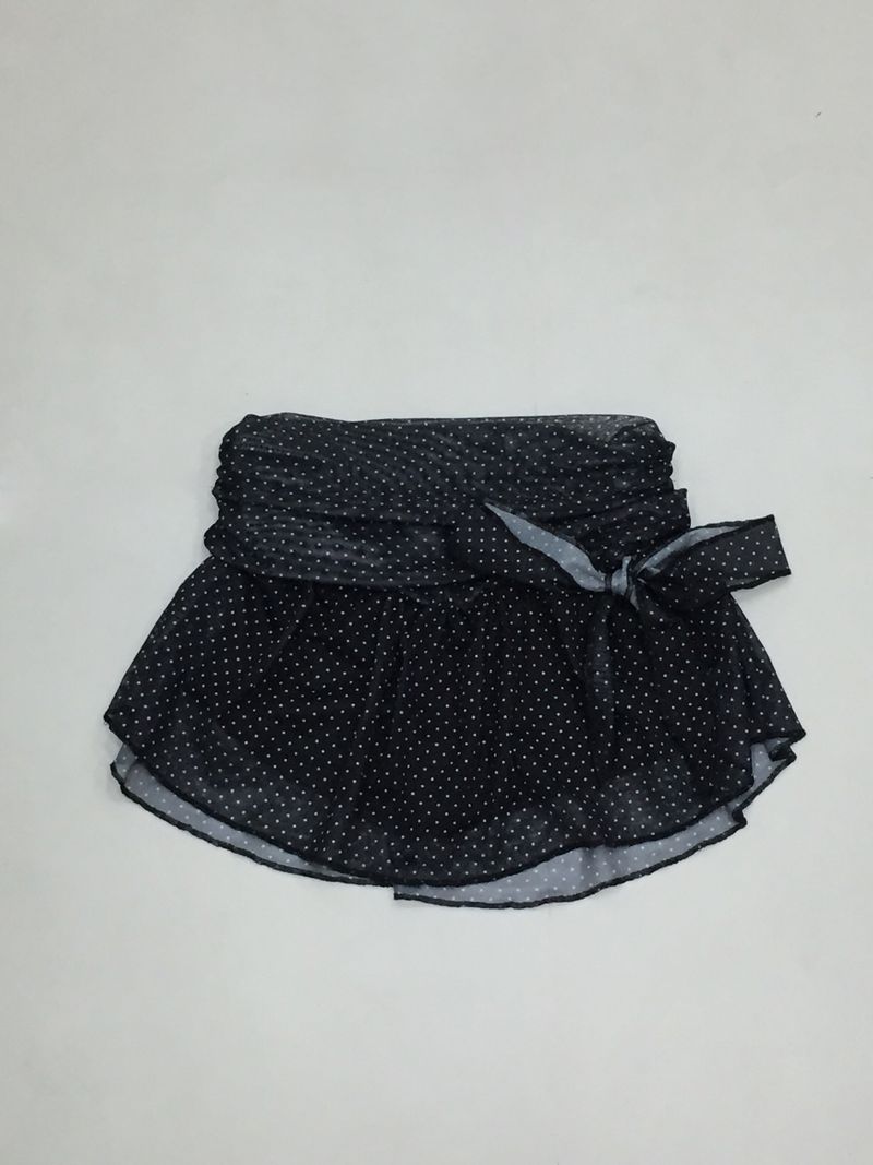 Dot Ribbon Strap Skirt (Black