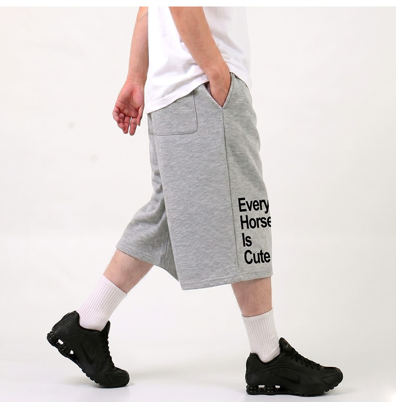 Balloon Curved Sweat Bermuda Pants Gray Horse