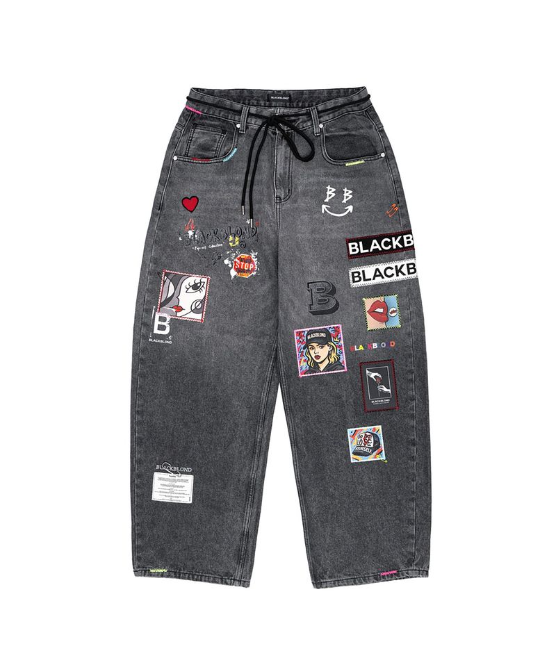 BLACKBLOND（ブラックブロンド）の「BBD Pop Clash Multi Patch Denim Pants (Vintage Black)（Pants）」