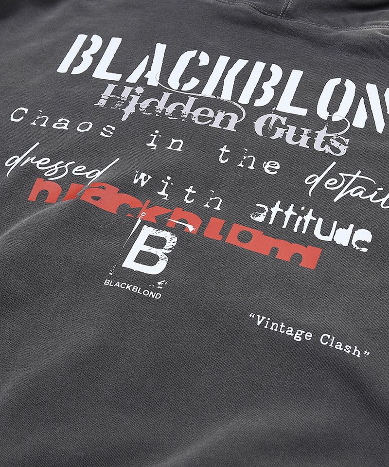BBD ヴィンテージ クラッシュ ピグメント パーカー (Charcoal)
