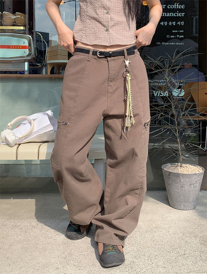 ZIPPER WIDE TROUSER PANTS (3C)
