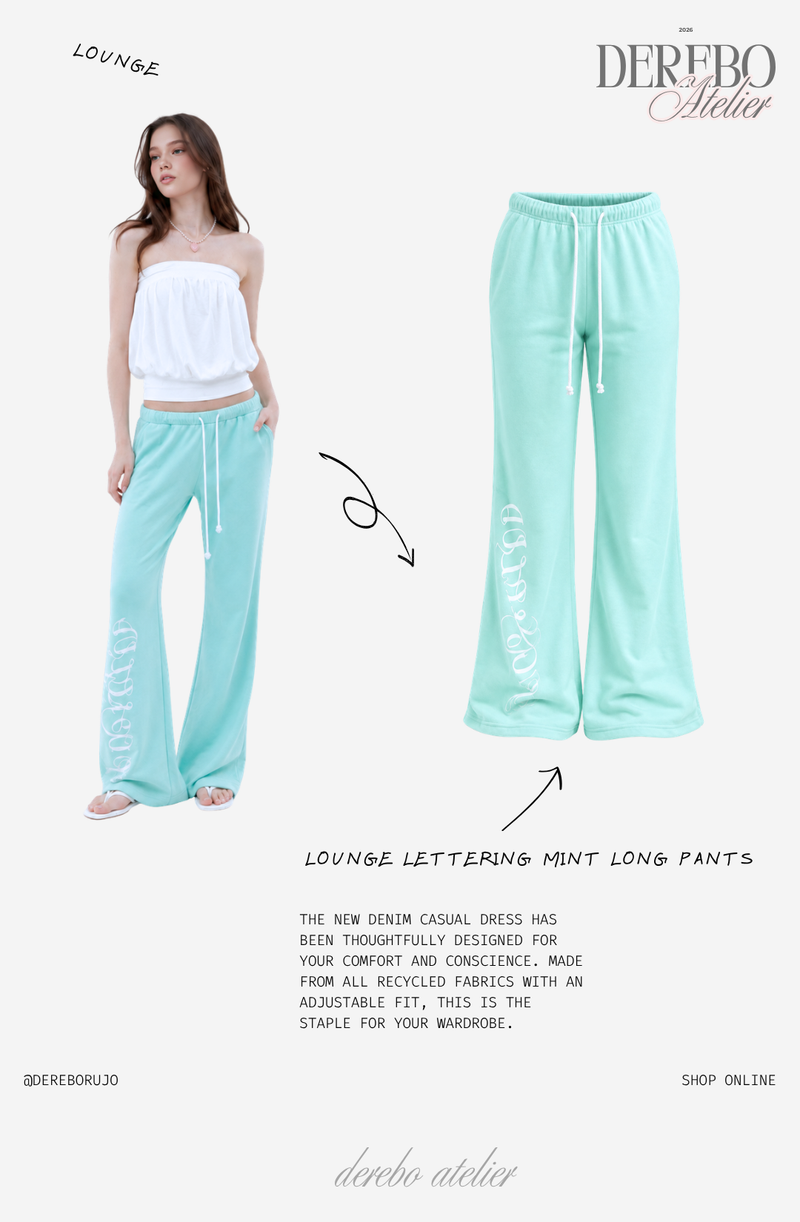 Lounge Lettering Mint Long Pants (PANTS)