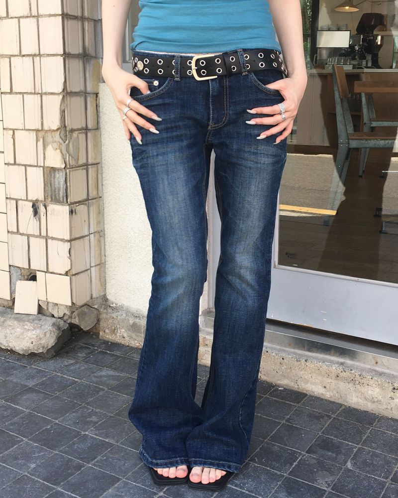 Blue washing boots cut pants