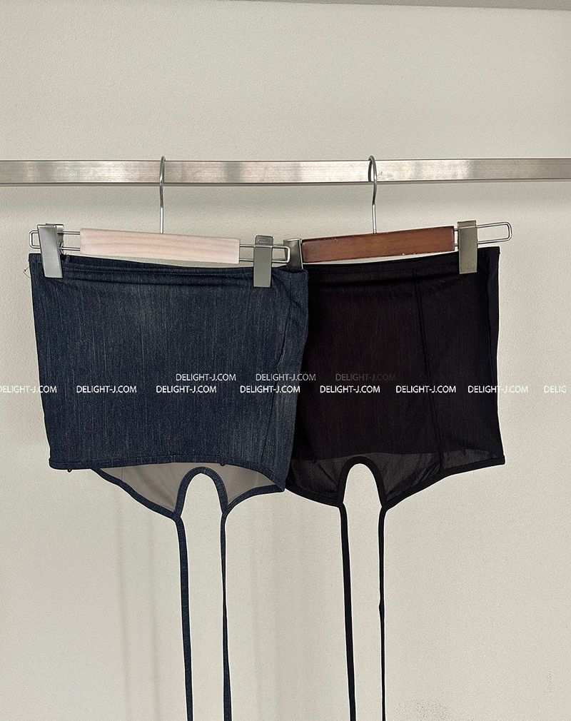 Halterneck Strap Denim Tube Top