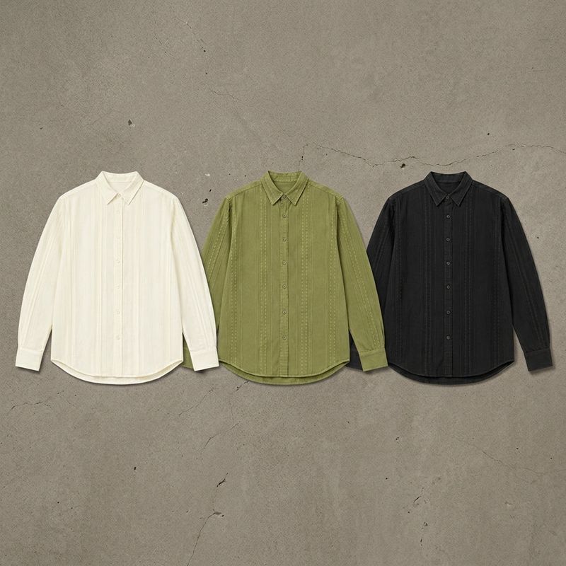 Deep Black Vertical Texture Shirt