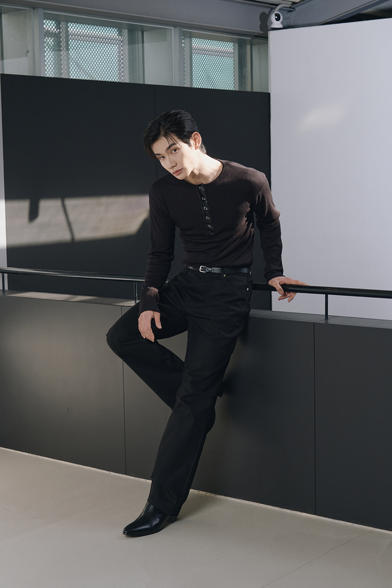 Semi flare cotton pants(Black)