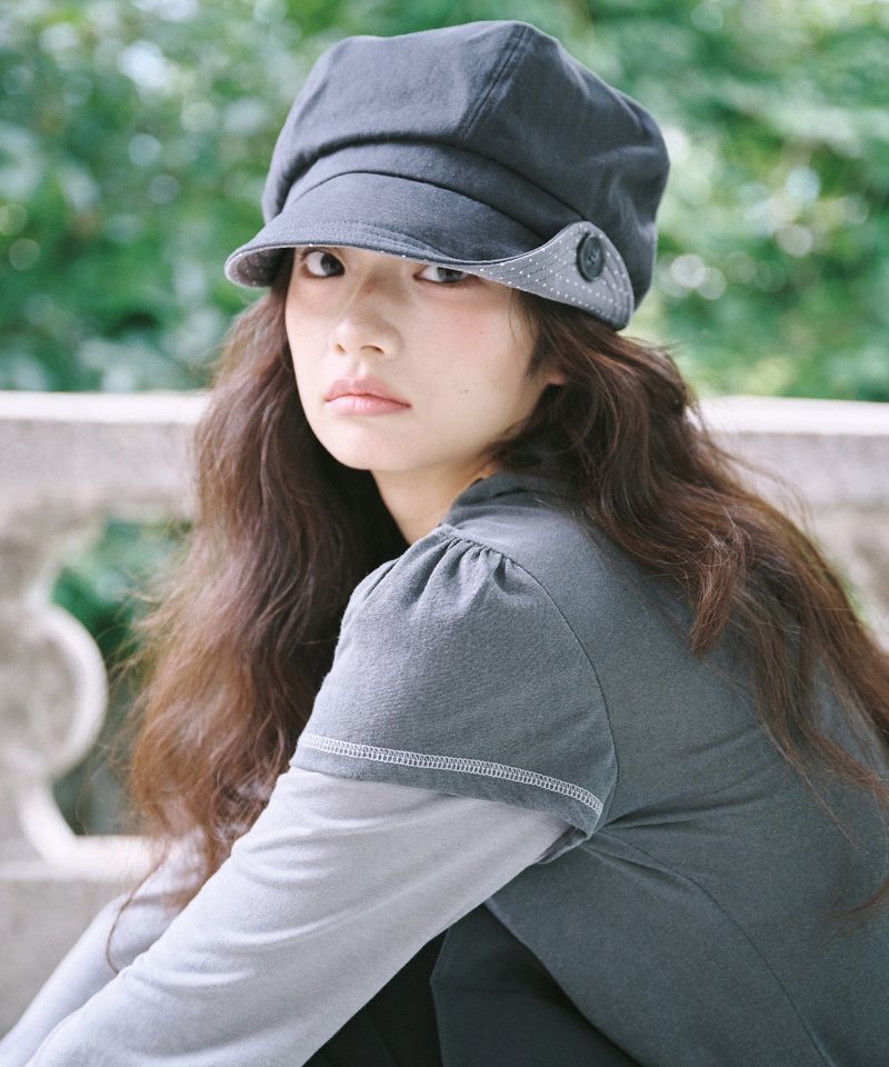 BUTTON NEWSBOY CAP - CHARCOAL