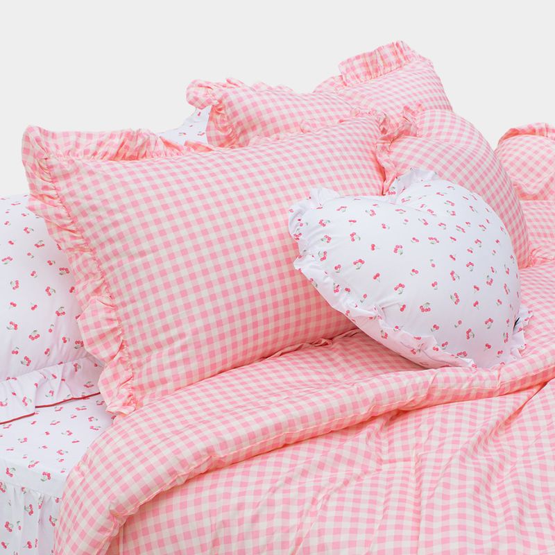 Dust-Free Gingham Check Frill Pillowcase