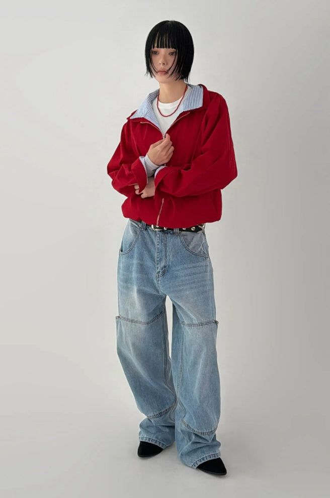 STRIPE COLLAR LAYERED JUMPER