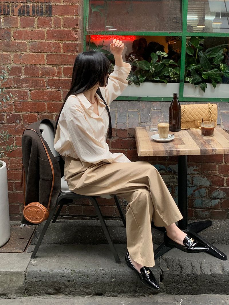 Dimple Stripe Silky Shirt