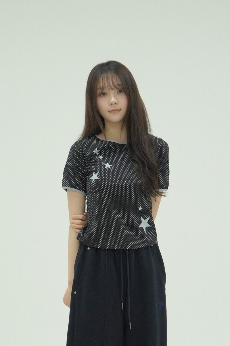 UPDRAFT（アップドラフト）の「ドットスターリンガースリムTシャツ [ブラック]（トップス）」