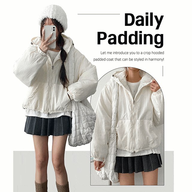 hijjoo（ハイチュー）の「Woo cut two-way cropped hooded padded coat（Jackets/Outerwear）」