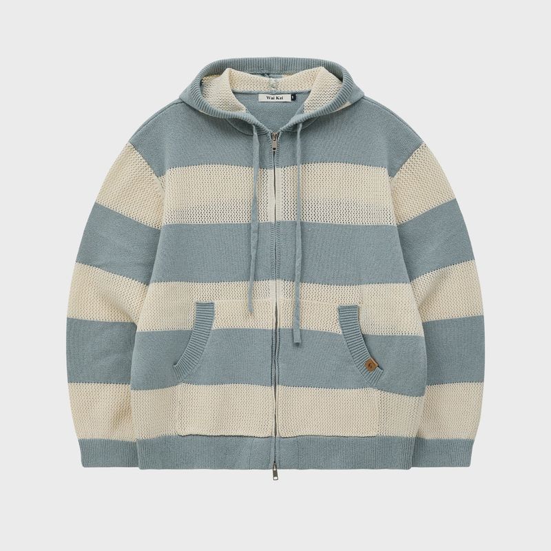 Stripe Skashi Hood Knit Zip-up