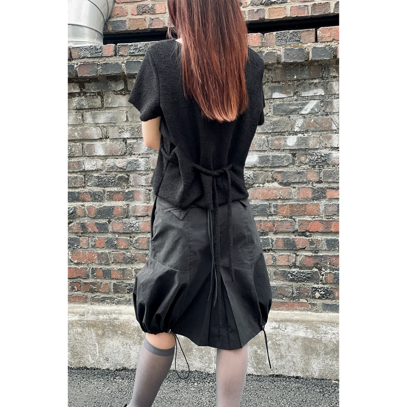 PUMPKIN STRING SKIRT : BLACK
