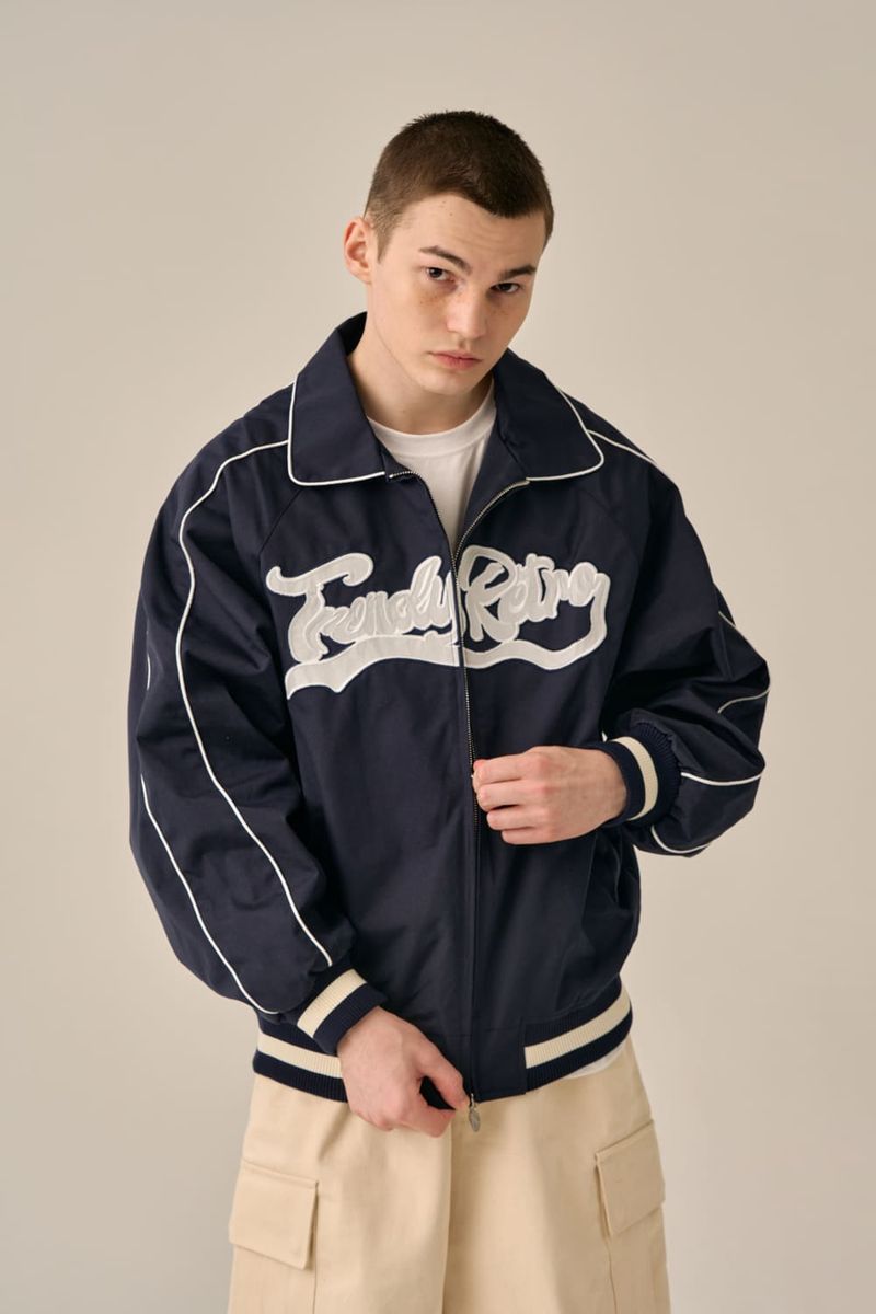BIG LOGO PIPING BLOUSON - NAVY