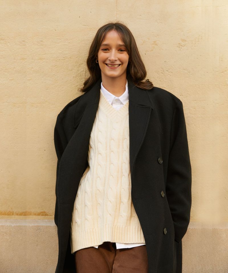 RCH wool blended oversized long coat black
