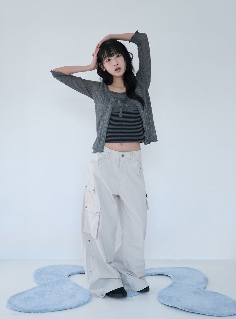 3-WAY MESH POCKET CARGO PT IVORY