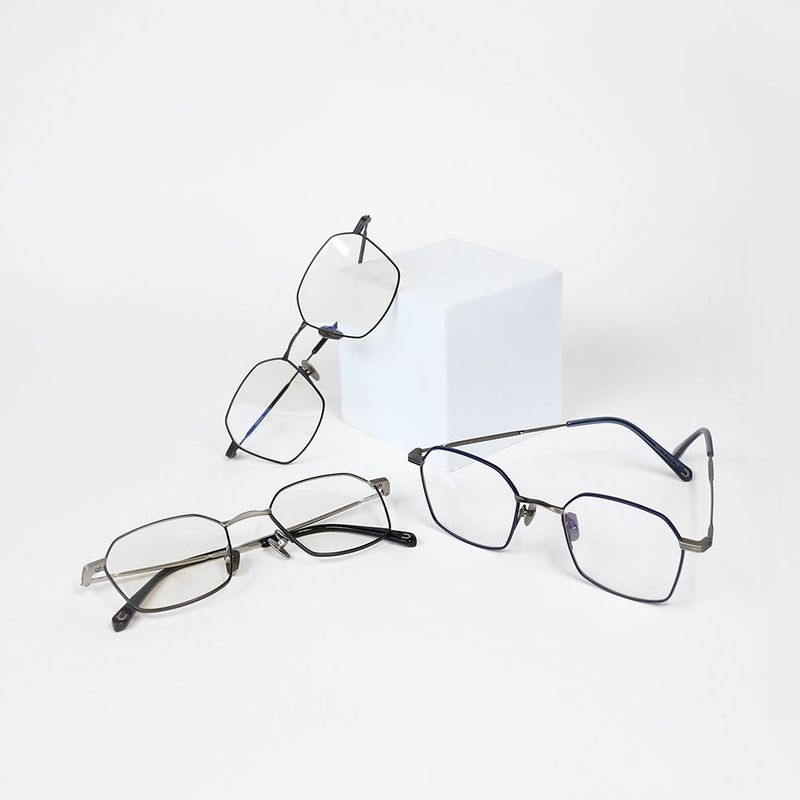 Knouun Square titanium glasses CODE. 101. B Gray