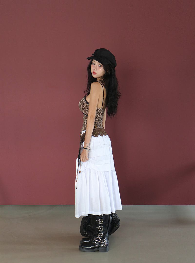frill cancan midi skirt
