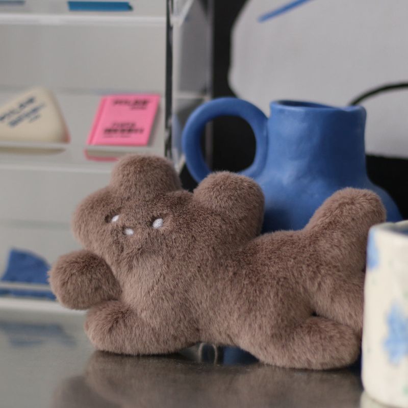 [Doll keychain resembling a fluffy cloud] White dog blue pale blue cocoa