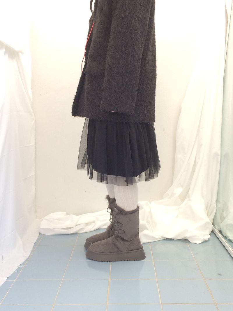 Suede Rabbit Fur Boots