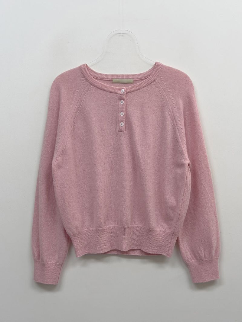 Cash Henley Neck Raglan Knit