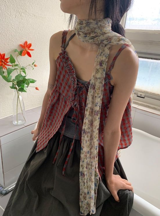 BAON（バオン）の「コロ ヴィンテージ シフォン フラワー スカーフ（ファッション小物）」