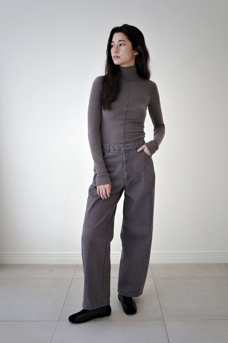 Washed straight leg pants, Ash purple
