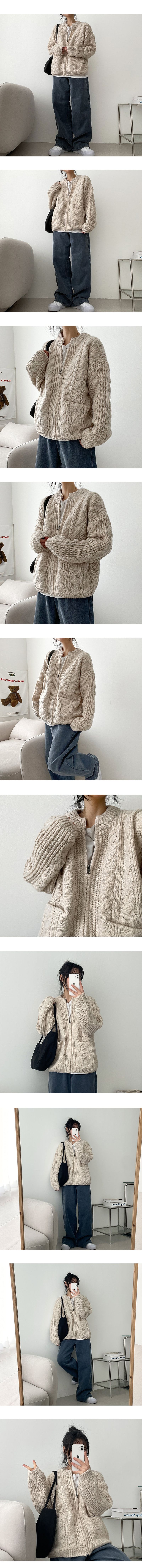 Guipu Thick Twisted Knitwear Zip-up