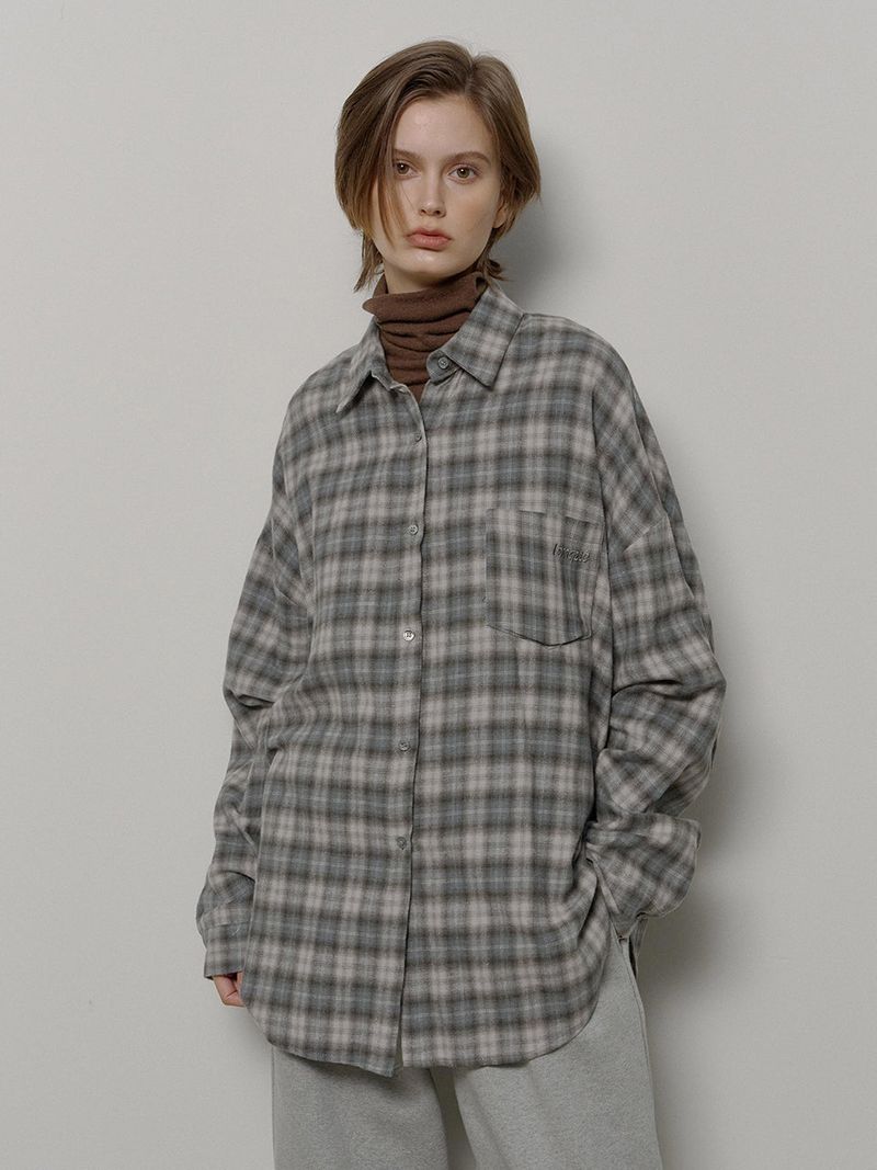 FLANNEL CHECK SHIRT (GREY)