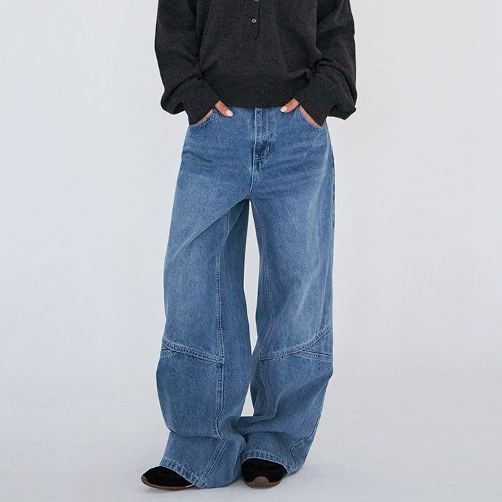 [Made] Senka Bizo Strap Hip Pocket Seam Detail Denim Pants - 4 Colors