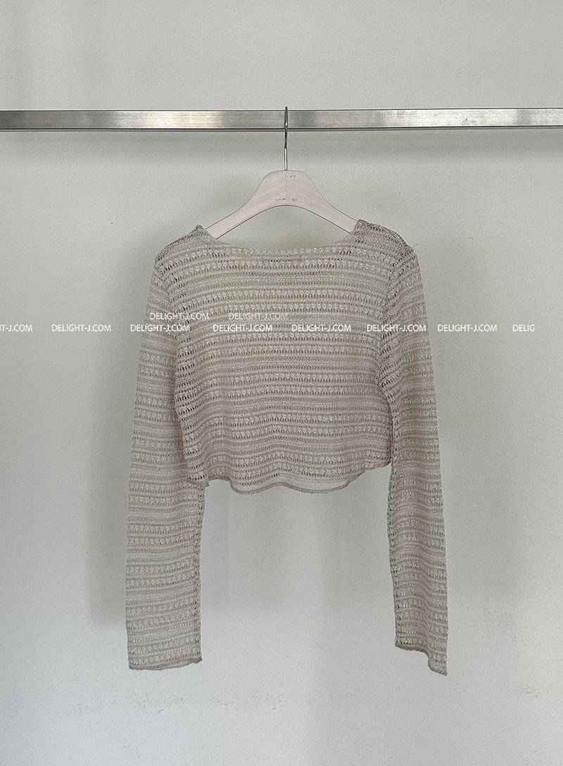 Crochet See-Through Cropped Knitwear