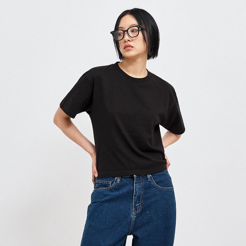 C Wear by the Genius(シーウェア バイザジーニアス)の「Oversized Crop T-Shirt Black(Tops)」