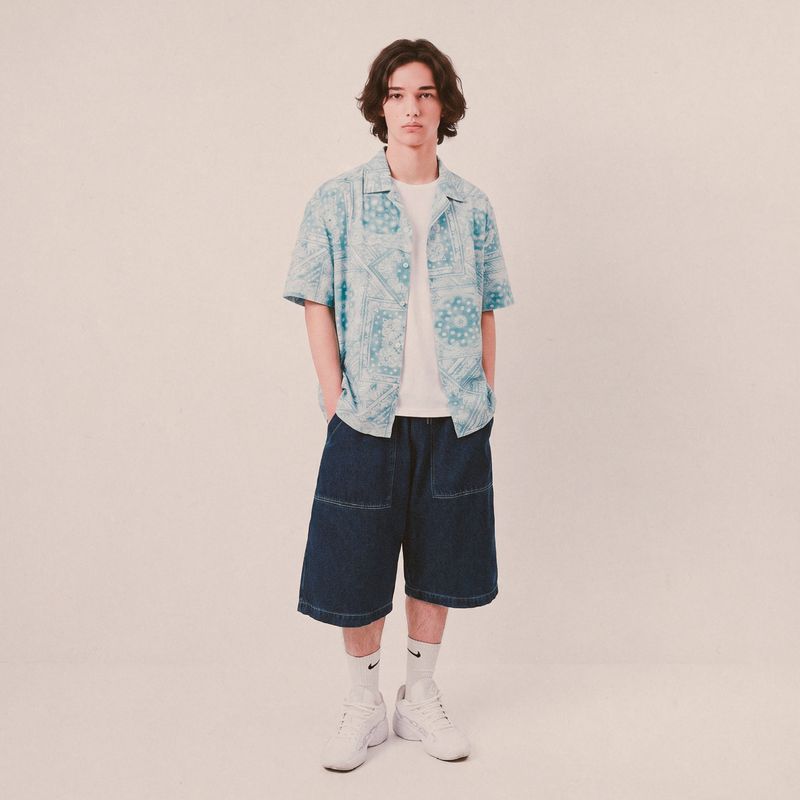 smoke paisley open collar shirt_blue