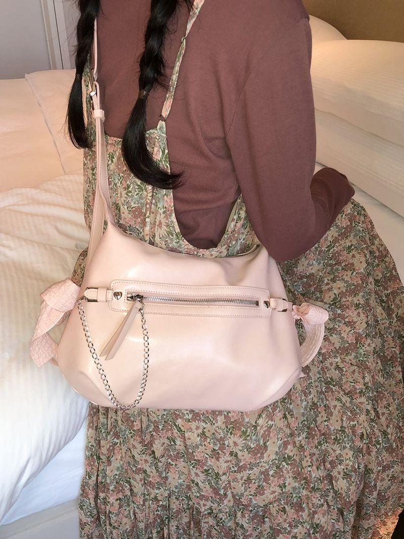 Belted ribbon bag_mute pink