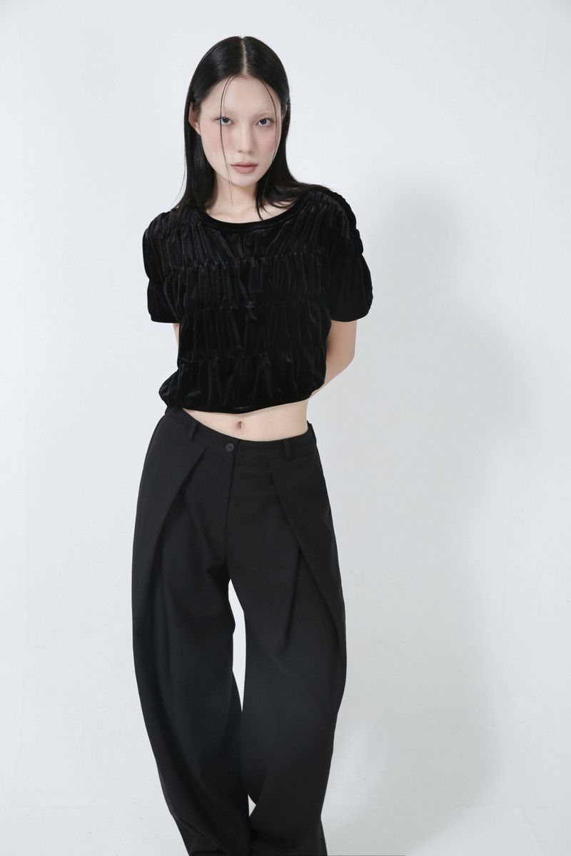WOOL PINTUCK PANTS