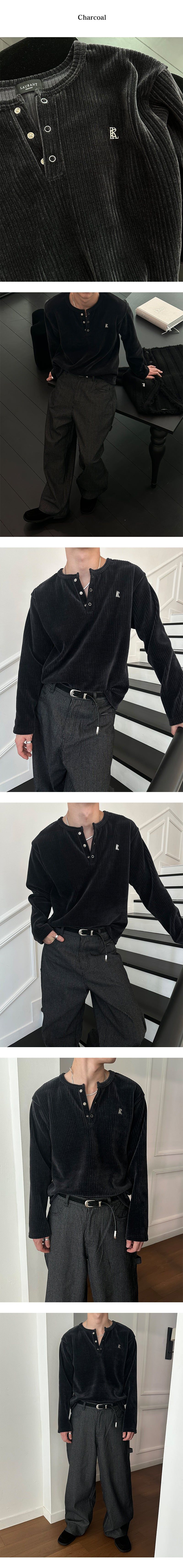 [MADE] Velvet golgi henry neck knit sleeves(3color)