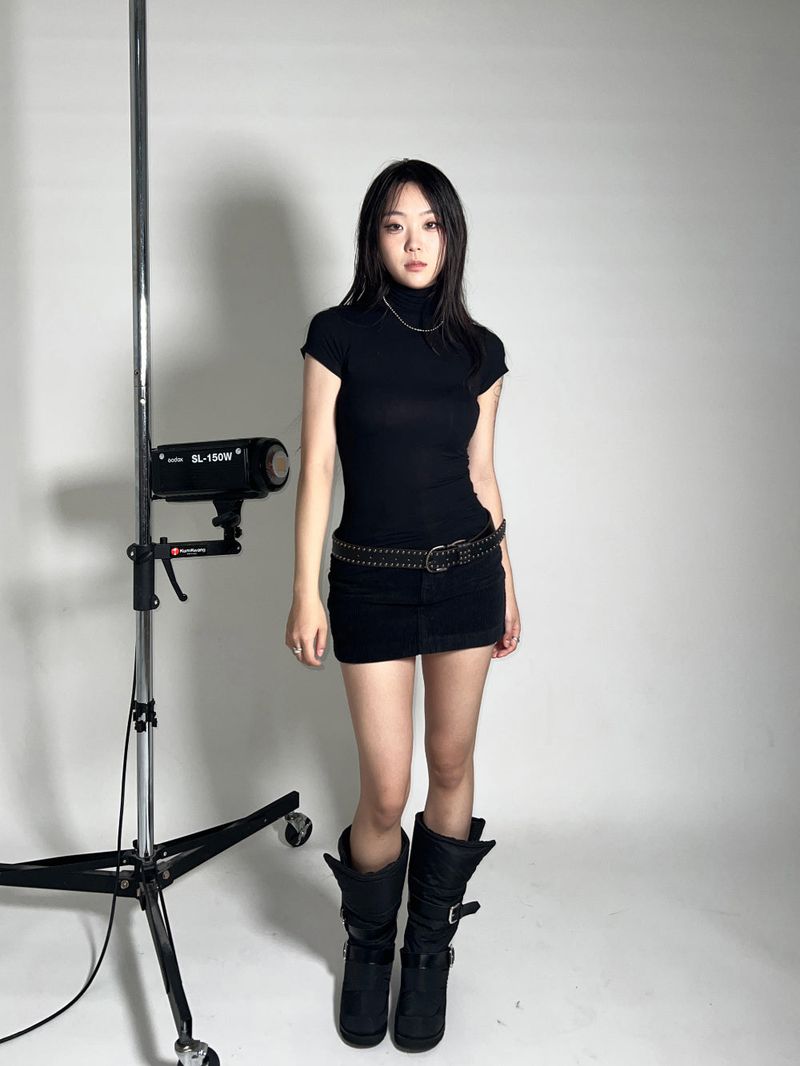 Padded fur belt long-boots (Black)