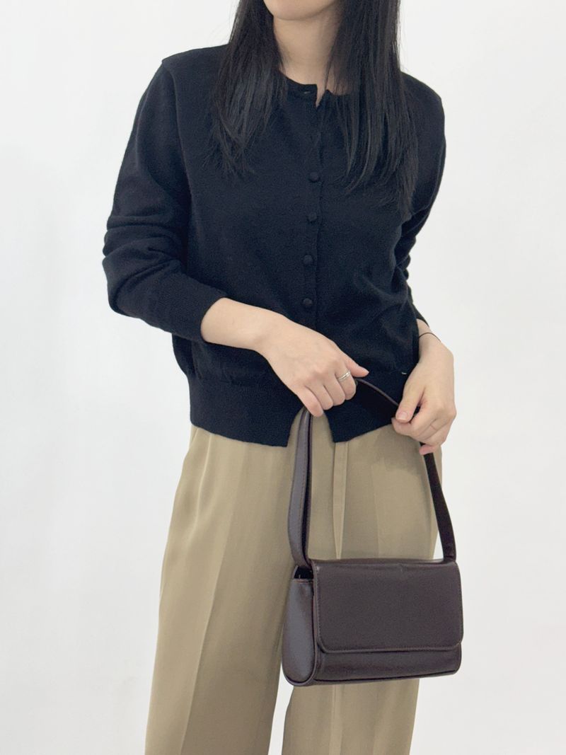 Picre Round Neck Button Long Sleeve Knit Cardigan