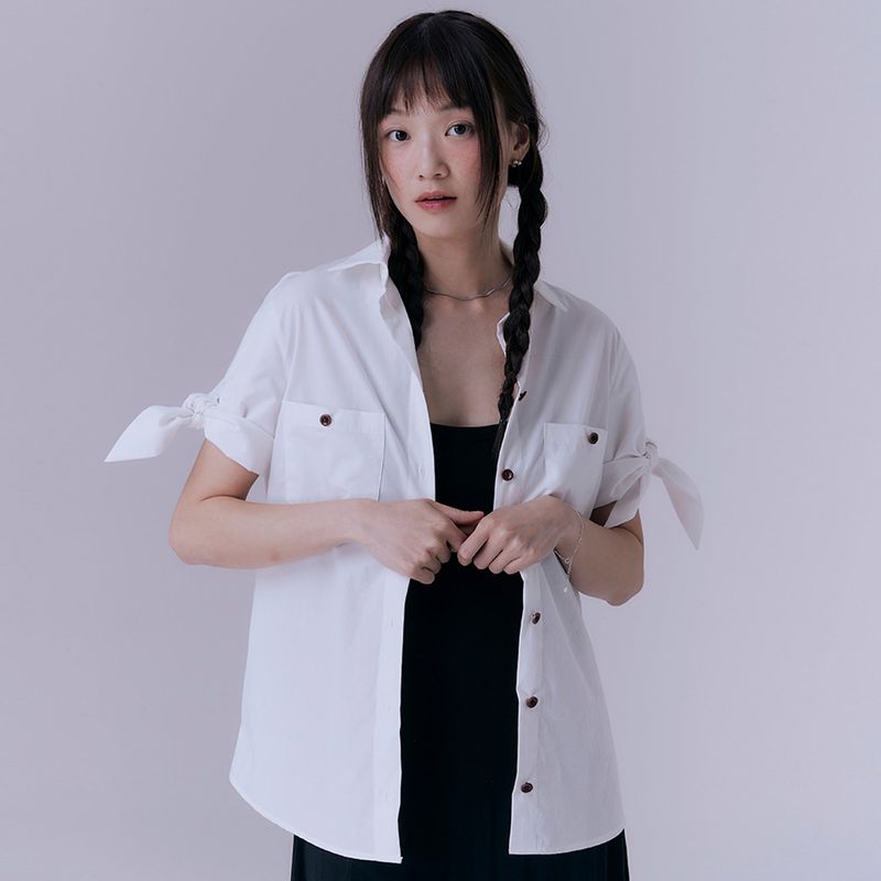 Knot half sleeve shirts (WHITE)
